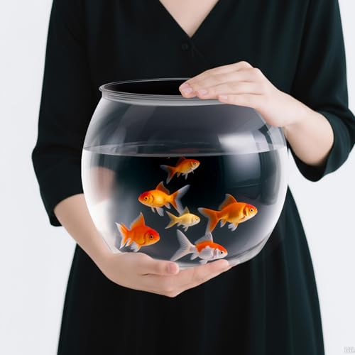 1.5 Gallon Plastic Fish Tank Large Bowl Shatterproof with Crystal Clear Clarity for Terrarium, Flower Vase Centerpiece Gift for Fish Lovers (Round) - size: 1.5 Gallon, style: Round