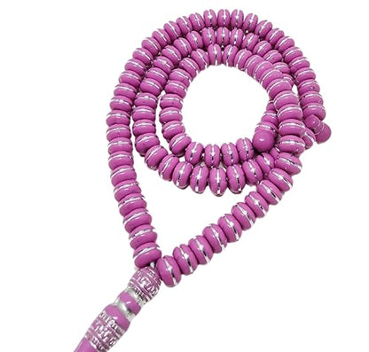 Islam Tasbih 99 비즈 AMN-464 무슬림 기도 디크르 미바하 다채로운 묵주 달 별 장식 태슬 이드 라마단 선물 - color: 핑크