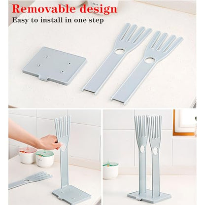 2 PCS Kitchen Glove Holder Kitchen Glove Stand Holder Rubber Glover Drying Dryer Rack Reusable Rubber Mitten Clothes Drying Rack for Dish Gloves and Rags, Pink and Blue