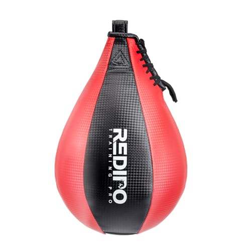 Boxing Speed Bag - PU Leather Speed Punching Ball for Boxing, MMA Training Speed Ball Reflex Ball Boxing Equipment, Punching Bag Workout Kicking Training Home Gym Exercise Speed Ball - color: Black&Red
