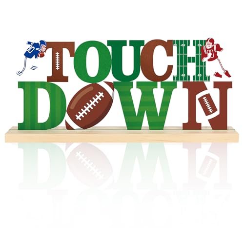 Metal Football Touch Down Sign Decorations for Home Party Shelf Mantel - style: Superbowl