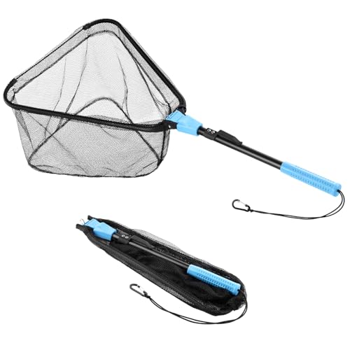 Calamus Triangle Fishing Net with Non-Slip Elastomer Handle | Lightweight & Strong, Foldable Landing Net, Elastic Lanyard and Belt Clip, UV-resistant Mesh, Fishing Gear for Men - style: 31" Full (Fixed Pole)