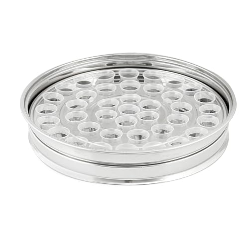 Communion Trays for Churches with Lid, 40 Cup Silver Stainless Steel Set Wine Cup Serving Set, Stackable Communion Tray, Reusable Cups, Church Sign Knob, Rust Proof, Dishwasher Safe - color: Silver, size: 4.9" x 4.9" x 1.3"