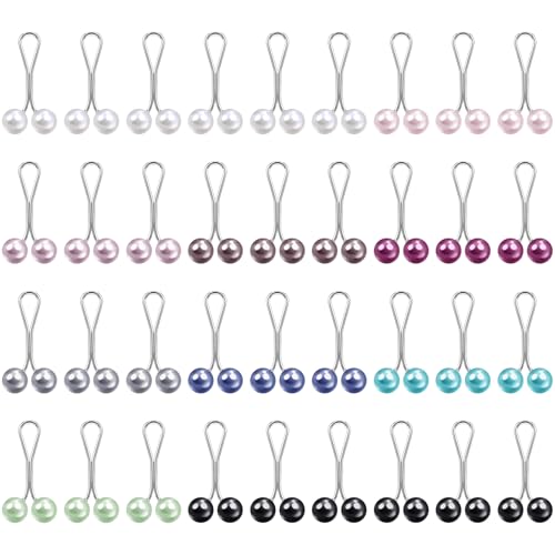 36Pcs Hijab Pins Clips, Multicolor Headscarf Pearl Pins, U Shape Safety Clips for Hijab Scarf Lady Muslim Shawl Clips Scarf Brooches Pin Jewelry Boutonniere Wedding Dress Accessories