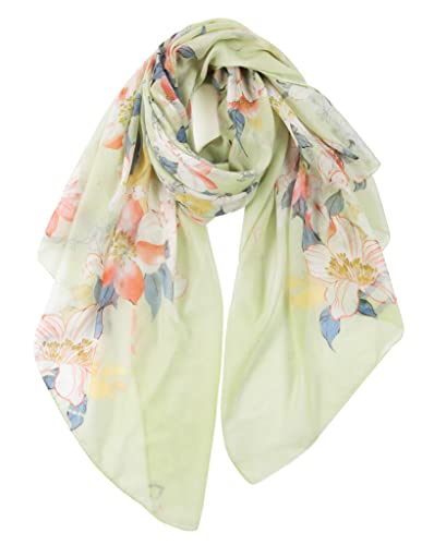 GERINLY Lightweight Scarves Fashion Print Cotton Feel Scarf for Women Shawl - color: Z-lightgreen