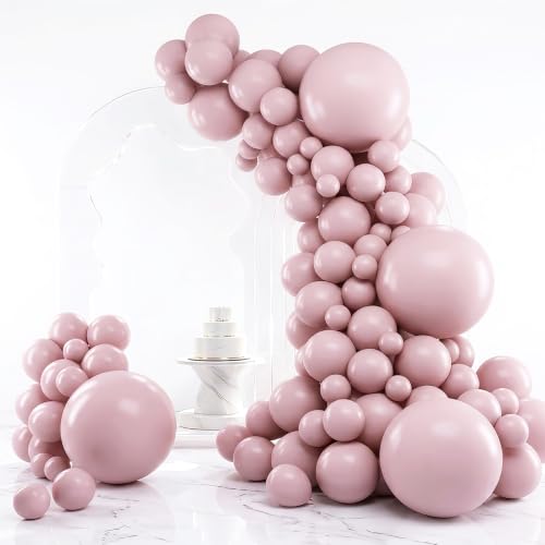 RUBFAC Dusty Pink Balloons 129pcs Different Sizes Pack of 18 12 10 5 Inch - color: Dusty Pink