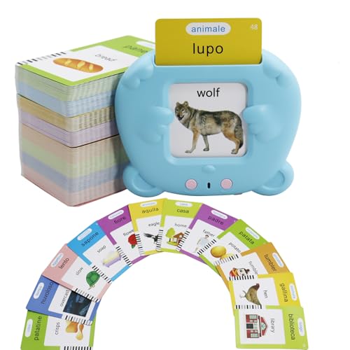 MAYAPHILOS 510 Words Italian and English Talking Flash Cards, Pocket Speech for Learn Italian, Italian Language Learning Audible Talking Flashcards Toddlers' Sensory Preschool Birthday Gifts - size: 510 Words Italian and English