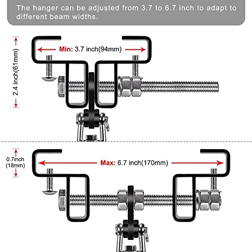 Punching Bag Hanger for I Beam 880 LBs Capacity Heavy Bag Mount Width Adjustable Boxing Bag Holder & Steel Beam Clamp for Beam - color: Hanger & Carabiner & 360°Swivel(1 Pack)