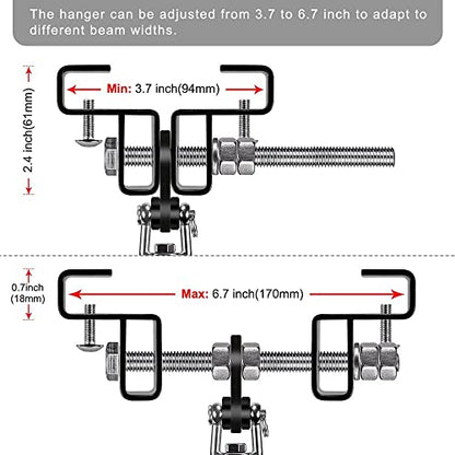 Punching Bag Hanger for I Beam 880 LBs Capacity Heavy Bag Mount Width Adjustable Boxing Bag Holder & Steel Beam Clamp for Beam - color: Hanger & Carabiner & 360°Swivel(1 Pack)