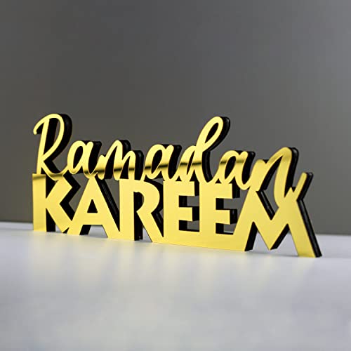 iwa concept | Wooden Acrylic Islamic Tabletop Decors | Ramadan Kareem and Eid Mubarak Decoration | Muslim Gifts | (Ramadan Kareem-6, Gold) - color: Gold, size: Ramadan Kareem-6