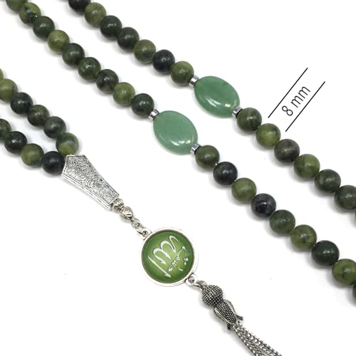 Special Prayer Beads Series -99 beads- Tesbih Tasbih Tasbeeh Misbaha Masbaha Subha Sebha Sibha (Taiwan Green Jade -8mm, 99 Beads) - color: Taiwan Green Jade -8mm, 99 Beads