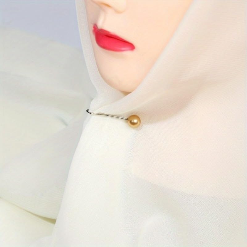 12Pcs/Lot Anti Slip Brooch Headscarf Shawl Scarf Lady Fixed Pins Scarf Hijab Clips Pearl Stylish Brooch for Women Jewelry - color: Gold