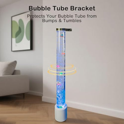 Wall Bracket for Sensory Bubble Fish Tube | 10–19cm Adjustable Dual-Ring Holder for 10cm Bubble Tube Lamps | Anti-Spill Support with Non-Slip Liner & Wide Stable Base