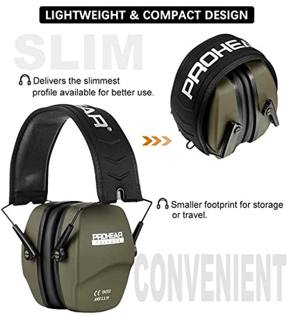 PROHEAR 016 Shooting Ear Protection Earmuffs 2 Pack, NRR 26dB for Gun Range, Hunting -Green and Brown - color: Green+brown