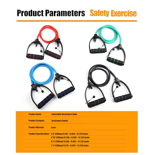 Resistance Bands with Handles, Exercise Bands - Perfect Stretch Rope for Home Workouts, Ideal for Fitness Enthusiasts & Home Gym - color: Black 2.0