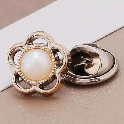 TIHOOD 100PCS Pearl Brooch Buttons, No Sew Instant Removable Reusable Cover Up Buttons Pins, Rhinestone Brooch Pins for Women Fashion, Replacement Safety Button