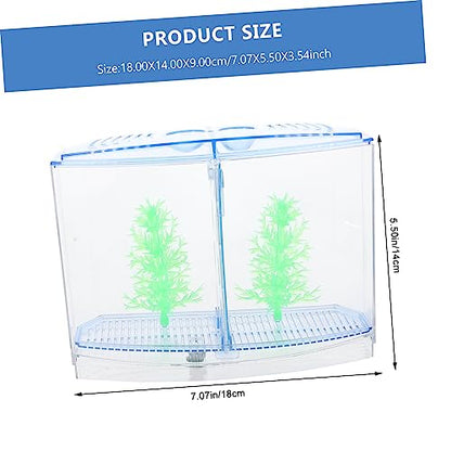 KOMBIUDA Acrylic Fish Tank Breeding Box for Small Fish with Transparent Dual Compartments Desktop Aquarium Nursery for Goldfish Shrimp and Fry Practical Accessory