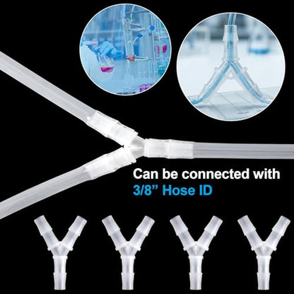 4 Pcs 3/8 Inch Y Shape Splitter Tubing Connectors, Plastic Barb Hose Fitting Tee Shape Tubing Connector, Universal 3 Way Oxygen Splitter Joint Splicer for Air Line Gas Fuel Pipe - White - size: 3/8inch