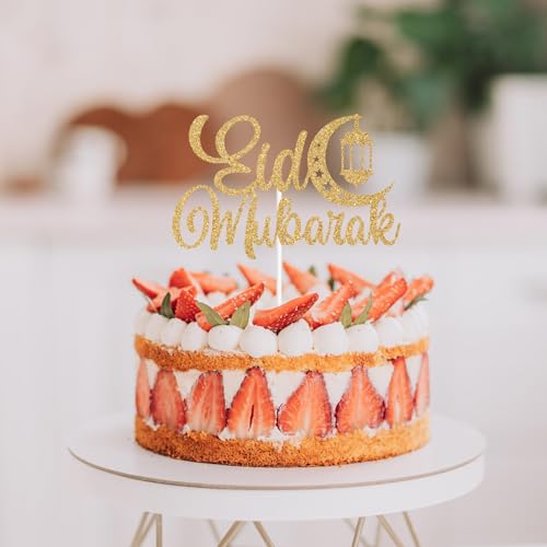 Eid Mubarak Cake Topper, Happy Eid, Muslim Ramadan Kareem, Hajj Mubarak Festival Party Decorations Supplies