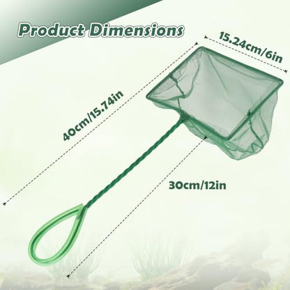 3 Pack Fish Net Aquarium Fine Fishing Mesh with Plastic Handle, 6-Inch