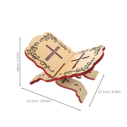 Operitacx Wooden Quran Stand, Traditional Foldable Rehal Rihal Book Holder for Reading Holy Books, Simple Prayer Display Stand for Mosque & Home Study, Religious for Eid Ramadan