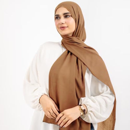 Non-see-through Premium Jersey Maxi Hijab Head Scarf Wrap for Muslim Women - color: Camel