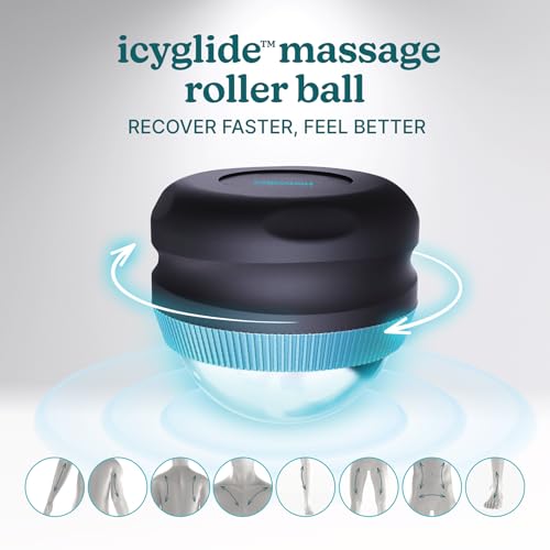 Homedics IcyGlide Massage Roller Ball, Cryo Ball Cold Therapy for Rapid Pain Relief, 360-Degree EasyGlide Technology, Great for Post-Workout Muscle Recovery, Full Body Treatment, Compact & Portable