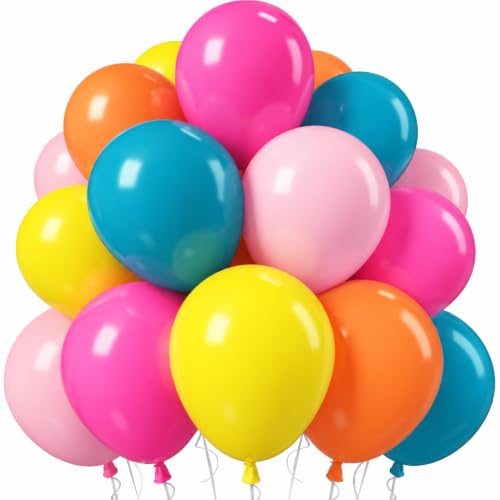 Colorful Balloons, 12 Inch Rainbow Multicolor Balloon for Birthday Party - color: Tropical Summer