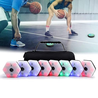 Sports Agility Lights Training Kit, 8Pcs Reaction Training Lights, Automatic Brightness Adjustment, Viewing Angle Increased to 270°, App Connectivity, for Basketball, Fitness, Football, Boxing