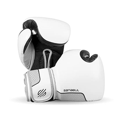 Sanabul Hyperstrike Boxing Gloves for Women, Kickboxing MMA Muay Thai Gloves, Training Sparring Punching Heavy Bag. - color: Black/White, size: 12 oz