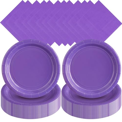 Zhehao 120 Pcs Dessert Plates Napkins Set, 7 Inch Party, Purple - color: Purple