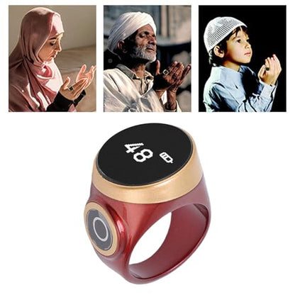 GOWENIC Tasbih Counter Prayer, Touch Control Tasbih Smart Ring Count, Digital LCD Zikr Ring for Men Women, Rechargeable Electronic Finger Counter - color: Red