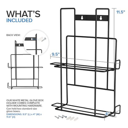 Stock Your Home Black Metal Glove Box Holder Wall Mount for Kitchen, Closet, Lab, Exam, Office, Tissue Shelf - size: 1 Count, style: Double Stack