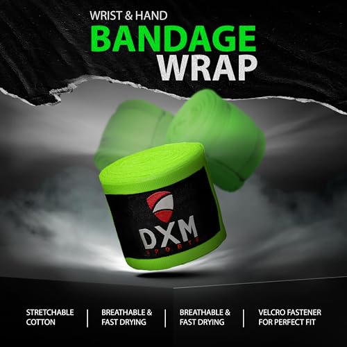 DXM SPORTS Boxing Hand Wraps Inner Gloves - 180 Inch Elasticated Thumb Loop Bandages - Kickboxing MMA Muay Thai Kickboxing Martial Arts Punching Training for Men Women - color: Green