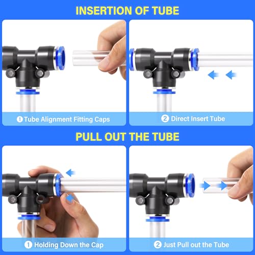 TAILONZ PNEUMATIC 12mm od Push to Connect Fittings Pneumatic Fittings Kit 5 Spliters+5 Elbows+5 tee+5 Straight (20 pcs) - color: Blue, size: 12MM OD/20PCS