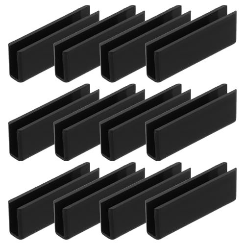 uxcell 12Pcs Plastic Glass Connector, Suitable for 5mm Thick 180 Degree Glass to Glass Clamp, Fixing Bracket Rimless Clip Holder for Aquarium Fish Tank Display Shelves, Black - color: Black, size: 5mm