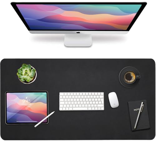 Vine Creations Leather Desk Mat Large 36" x 20", Desk Protector Mat, PU Leather Desk Pad, Non-Slip Large Mouse Pad, Desk Blotter, Desk Pads on Top of Desks, Home Office Desk Matt for Desktop (Black) - color: Black, size: 36" x 20"