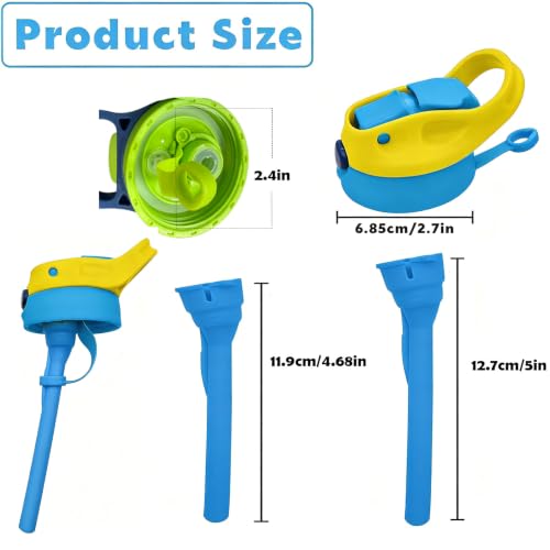12oz Replacement Lid with 2 Straw for Kid Tumbler,Leak-Proof and Spill-Proof Straw Lids for ZONEGRACE Mocaru,BPA Free,Inner Diameter2.4IN (Blue, 1 Pack) - color: Blue