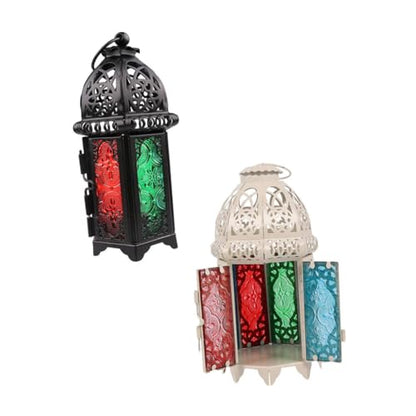 ORFOFE 2pcs Moroccan Style Candle Table Lamp Flickering Tea Lights Decorative Hanging Light for Home Decor