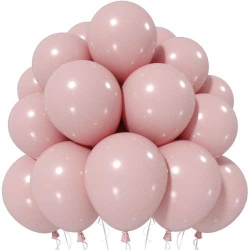 Jobkoo Dusty Pink Balloons, 12 Inch 50 Pcs Boho Blush Pink Latex Balloon - color: 06-pink-25