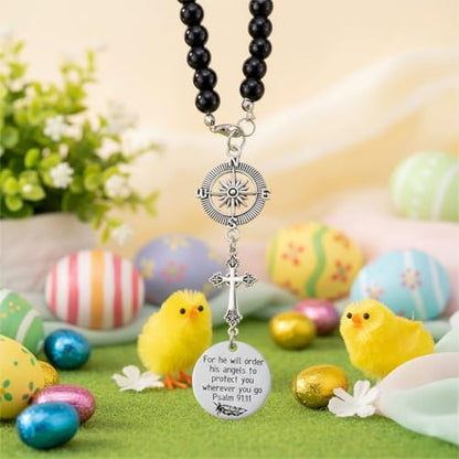 BVB Stainless Steel Guardian Angel Psalm 91:11 Cross Car Mirror Charm