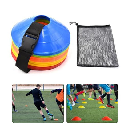 COOLHOOD Nylon Buckle Straps, Football Cones Disc Cones Soccer Agility Cones Sports Training Cones Multicolor Field Marker Plastic Cones with Holder