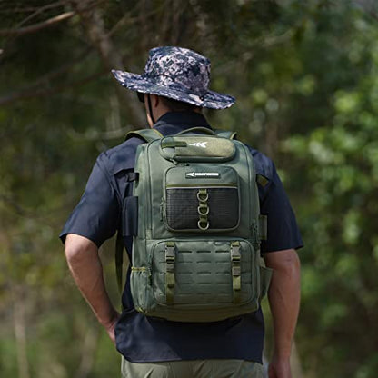 KastKing KarryAll Fishing Backpack with Rod Holder 4 Tackle Boxes, 40/26L | Tackle Bag Storage Fishing Gear and Equipment, Water‑Resistant Material, Fishing Gift for Men - color: C: Large (40 L) - Green