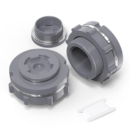 GASHER 2PCS PVC 1-1/2" Bulkhead Tank Connector Adapter Fitting with Plugs & Gasket for Water Tank, Rain barrels, Aquariums, Bathtubs and Sink - size: 1.5 Inch