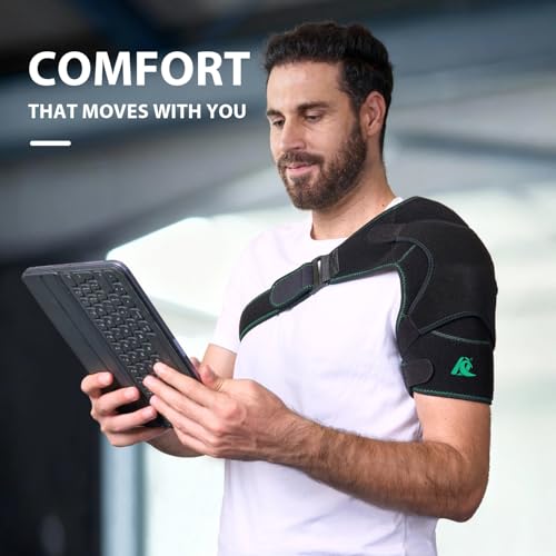 Shoulder Ice Pack Brace for Rotator Cuff, Swelling & Post-Surgery Recovery | Reusable Hot & Cold Gel Pack Adjustable Compression Strap Soft Skin-Friendly Fabric