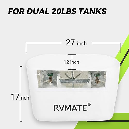 RV Propane Tank Cover, White, Fits 20LB Dual Propane Tanks | Waterproof, Anti-UV, For RV/Trailer/Camper Accessories
