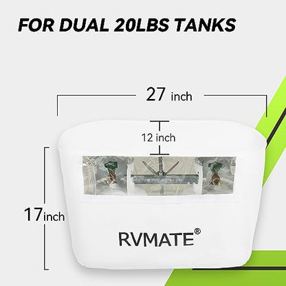 RV Propane Tank Cover, White, Fits 20LB Dual Propane Tanks | Waterproof, Anti-UV, For RV/Trailer/Camper Accessories