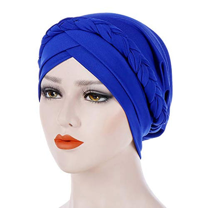 Cancer Chemo Beanies Bandana Headwrap Cap Satin Bonnet Head Scarf Hijab Braid Silky Turban Hats for Women - color: Royal Blue