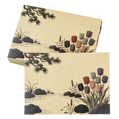 A7 Envelopes, 5x7 Inch, 40 Pack, 120gsm Kraft Brown Tulip Printed Paper, Double-Sided Floral Print, Gummed Seal, Envelope for Invitations and Greeting Cards (Kraft Brown Tulip) - color: Kraft Brown Tulip