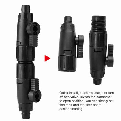 Black ABS Plastic Fish Tank Valve Interface Connector Quick Release Connector Control Hose Valve for Aquarium(12mm/0.5inch) - size: 12mm/0.5inch
